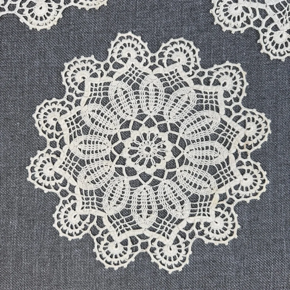 Vintage Handmade Crochet Lace Doilies Set of 7 Off White Round Floral 7in